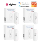 Датчик температуры Tuya Zigbee для умного дома, приложение Tuya Smart Life для мониторинга в режиме реального времени, работает с Alexa Google Home Gateway