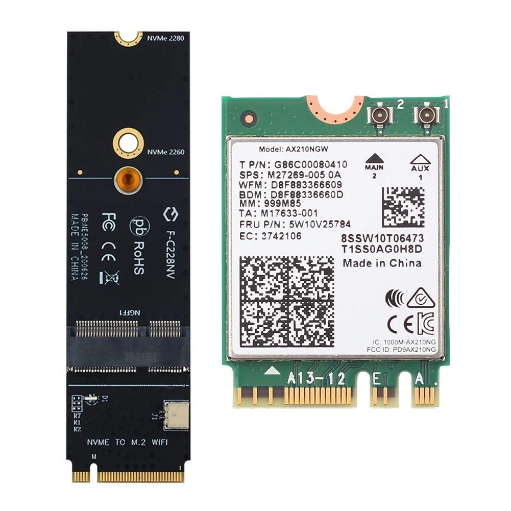 

5374 Мбит/с WiFi 6E AX210 2,4G/5 ГГц/6 ГГц для Bluetooth 5,2 До M ключ NVMe SSD порт сеть Wlan Wi-Fi адаптер