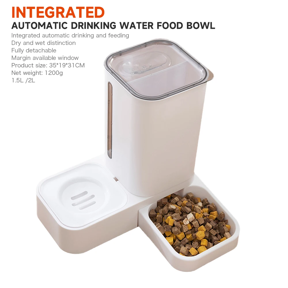 

2-in-1 Large Capacity Pet Cat Double Bowl Feeder Detachable Automatic Food Dispenser Neck Guard Cat Bowl Water Bowl Cat Supplies
