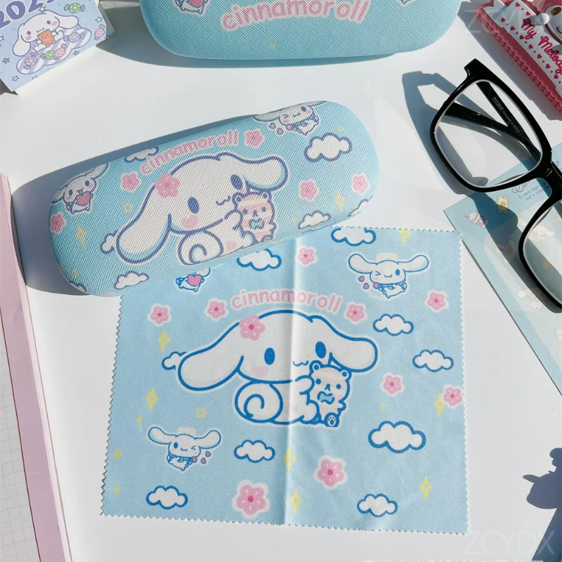 Sanrio Cinnamoroll Женская искусственная кожа жесткая оправа очки искусственная кожа милые анимационные девушки портативная дорожная коробка для хранения очков ткань