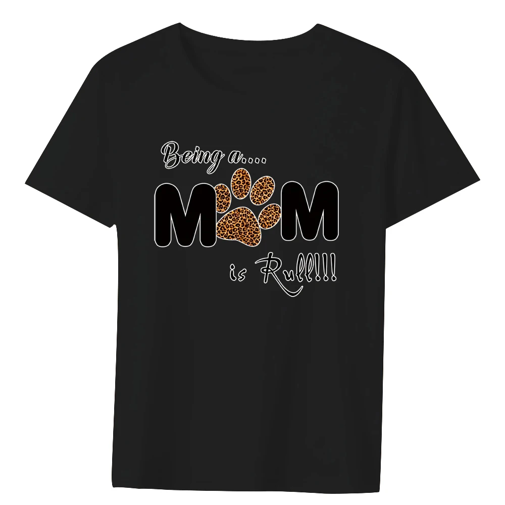 

CLOOCL Love Animals T-shirts Being A Mom Is Rull Leopard Paws Chest Printed Tops Black 100% Cotton Tshirts Fashion Hip Hop Tee