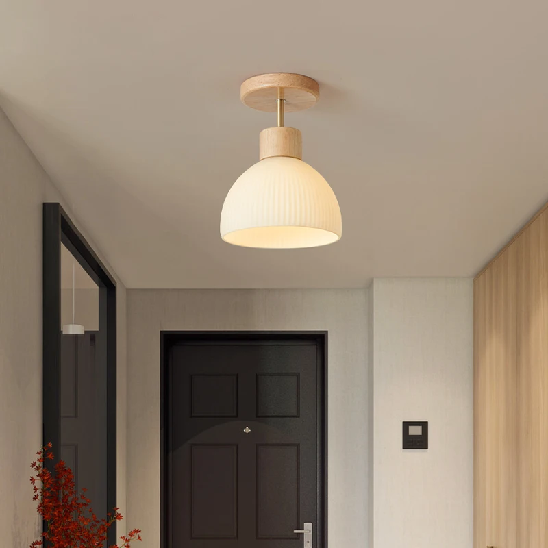 

Nordic Japanese style Corridor simple Wood grass ceiling lamp LED Creative balcony aisle cloakroom indoor lighting
