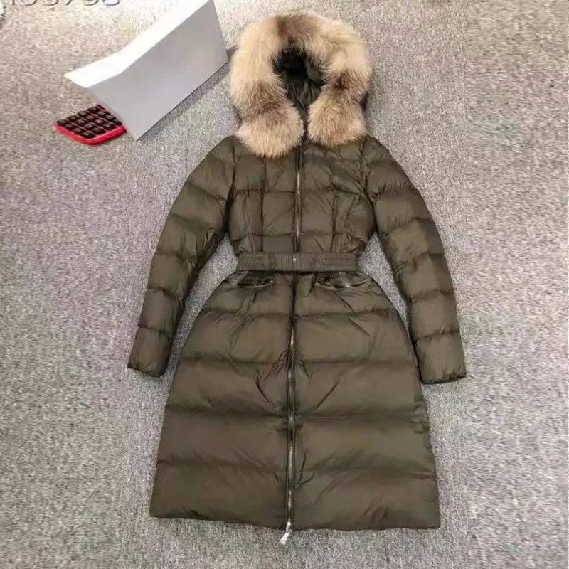 Natural Fur Collar Hooded Women Jacket Winter 2022 New Warm Down Coat Female Slim Elegant Thick Parkas 90% Duck Feather Overcoat enlarge