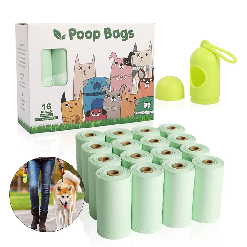 

Dog Poop Bag with Dispenser Eco-Friendly Dog Waste Bags 15 Micron Thick Durable Unscented Leak-Proof Refill Rolls Pet Poop Bags