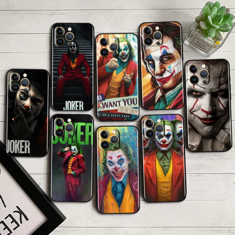 

DC Art Joker Movie Hot Black Phone Case For iPhone 14 13 12 Mini 11 XS Pro Max X XR 8 7 6 Plus 5 SE 2020 Soft Cover Shell Capa