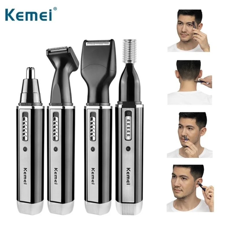 

Kemei 4in1 grooming kit nose trimmer beard trimer for men electric eyebrow nose hair trimmer nose and ears machine rechargeable