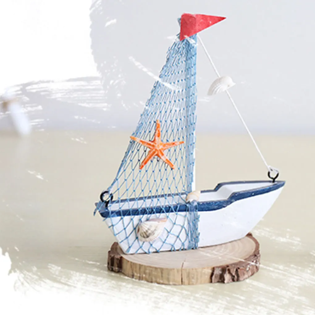 

Hot sale Marine Nautical Creative Sailboat Mode Room Decor Figurines Miniatures Mediterranean Style Ship Small boat ornaments