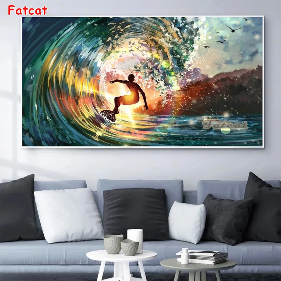 

5D алмазная живопись пейзаж серфинг Искусство DIY Алмазная мозаика Стразы картины наборы для вышивки крестиком Творческий Декор хобби PP4309