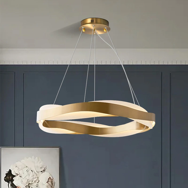 

Chandelier Led Art Pendant Lamp Light Modern Ring Creative Wave Living Room Colgante Techo Salon Design Luxe Lustre