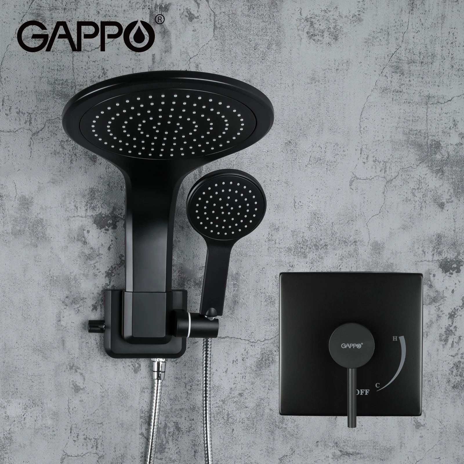

GAPPO матовый черный смеситель для душа набор смеситель для ванной комнаты Набор с ручной душевой ванной кран Набор смесителей