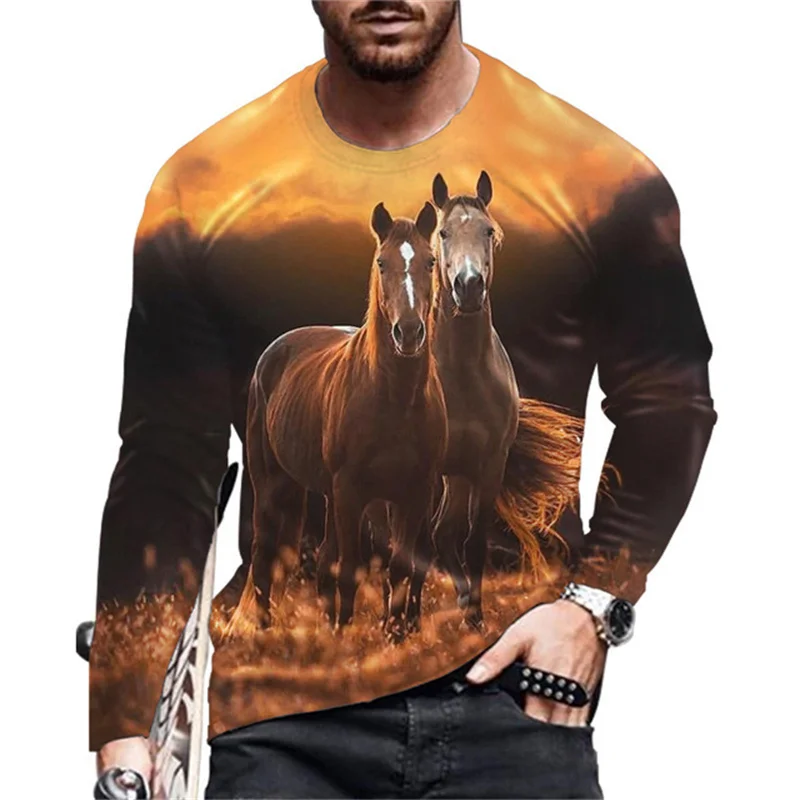 

Spring And Autumn T-Shirt Long-Sleeved Animal Cartoon Anime Spot Sports Youth Loose Round Neck T-Shirt Men's Oversized Tops