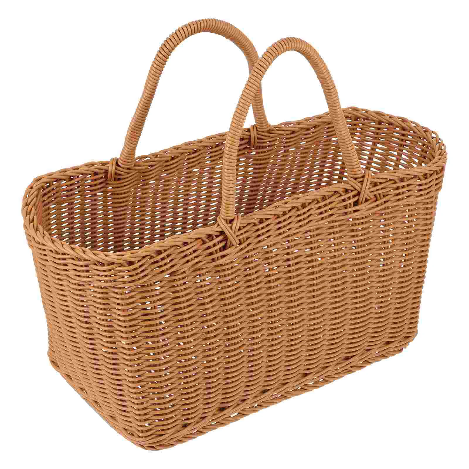 

Rattan Storage Basket Lunch Outdoor Handmade Picnic Toy Woven Pantry Baskets Fruit