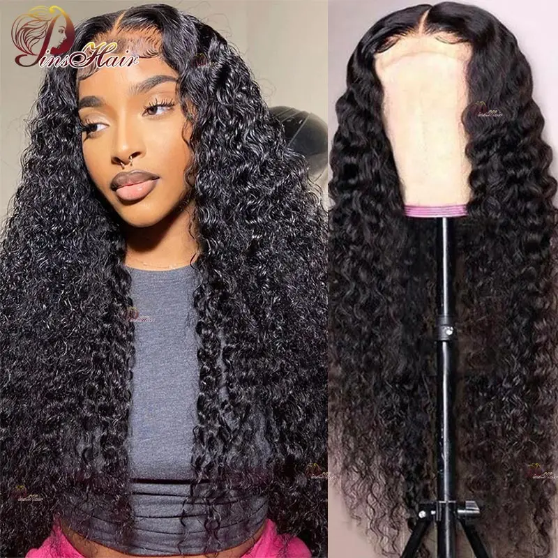 13x4 Transparent Lace Front Human Hair Wigs Deep Wave Lace Frontal Wig For Women Pre Plucked Brazilian Remy Human Hair Wigs 180%