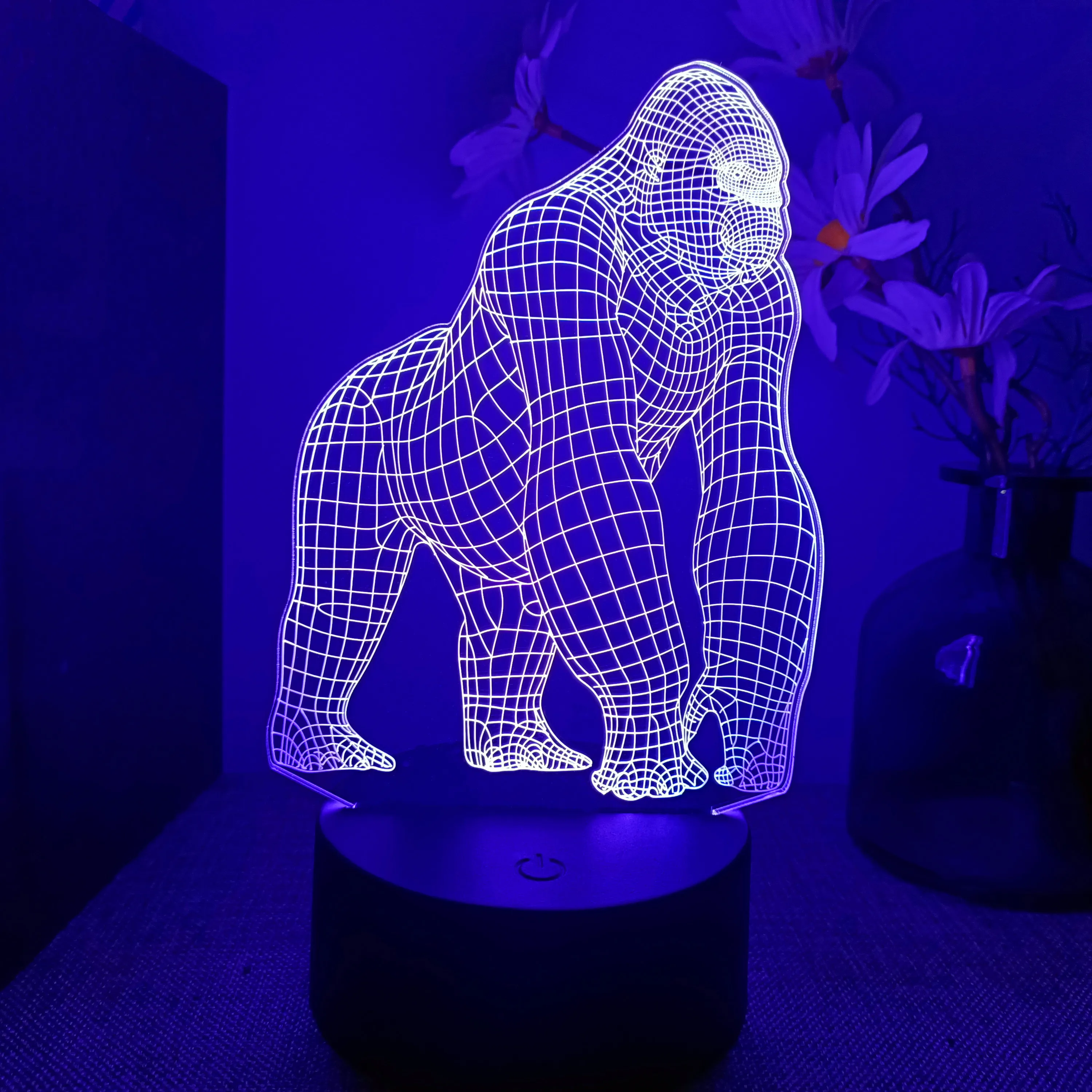 3D светодиодный ночник Gorilla с 7 цветами лампы для украшения дома удивительная