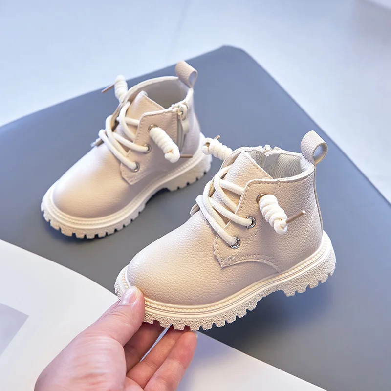 2022 Baby Kids Short Boots Boys Shoes Autumn Winter Leather Children Boots Fashion Toddler Girls Boots Boots Kids Snow Shoes
