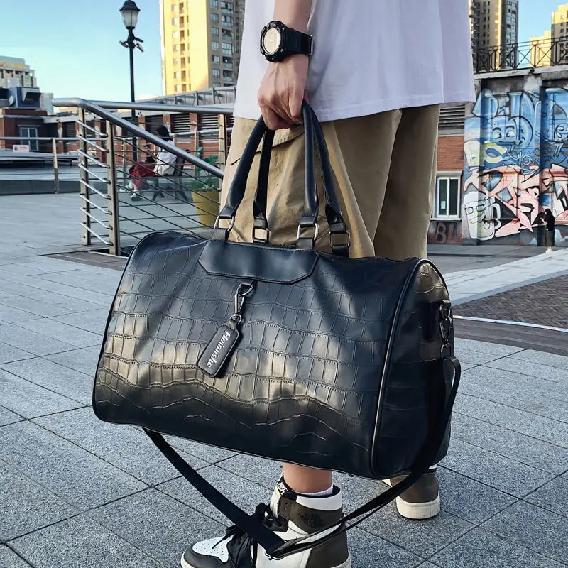 

2022 New Alligator Leather Travel Bags Luxury Men Large Capacity Portable Male Shoulder Bag Men's Handbags Vintage Travel Duffle