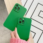 Роскошный зеленый матовый Силиконовый чехол для телефона IPhone 13 12 11 Pro Max 7 8 Plus X XS Max XR, однотонный защитный чехол, чехлы