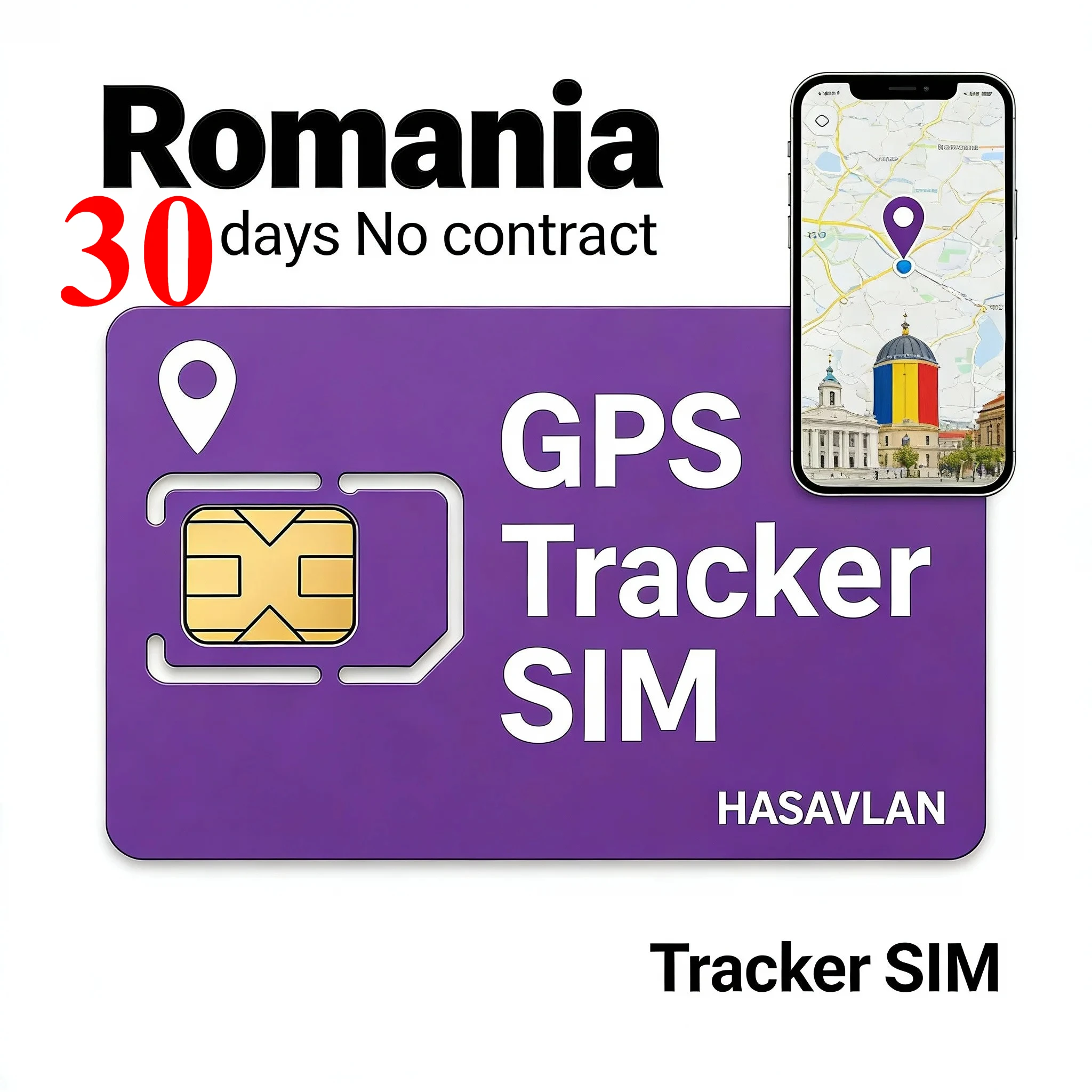 Фото SIM-карта для трекера, без контракта, 30 МБ/30 дней, с возможностью продления, стандарт 4G LTE, Micro Nano Cat1 M2M IoT GPS, ZOVAGOLO РУМЫНИЯ №1