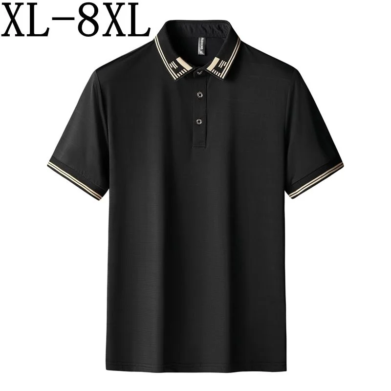 

Рубашка-поло мужская быстросохнущая, короткий рукав, отложной воротник, дышащая удобная поло, 7XL/8XL/6XL, лето 2023