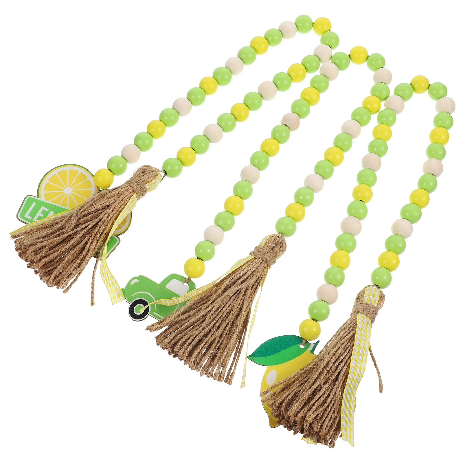 

3 Pcs Lemon Wood Beads Faux Flower Garland Hanging String Theme Tiered Tray Decor Home Party Beaded Chic Ornament