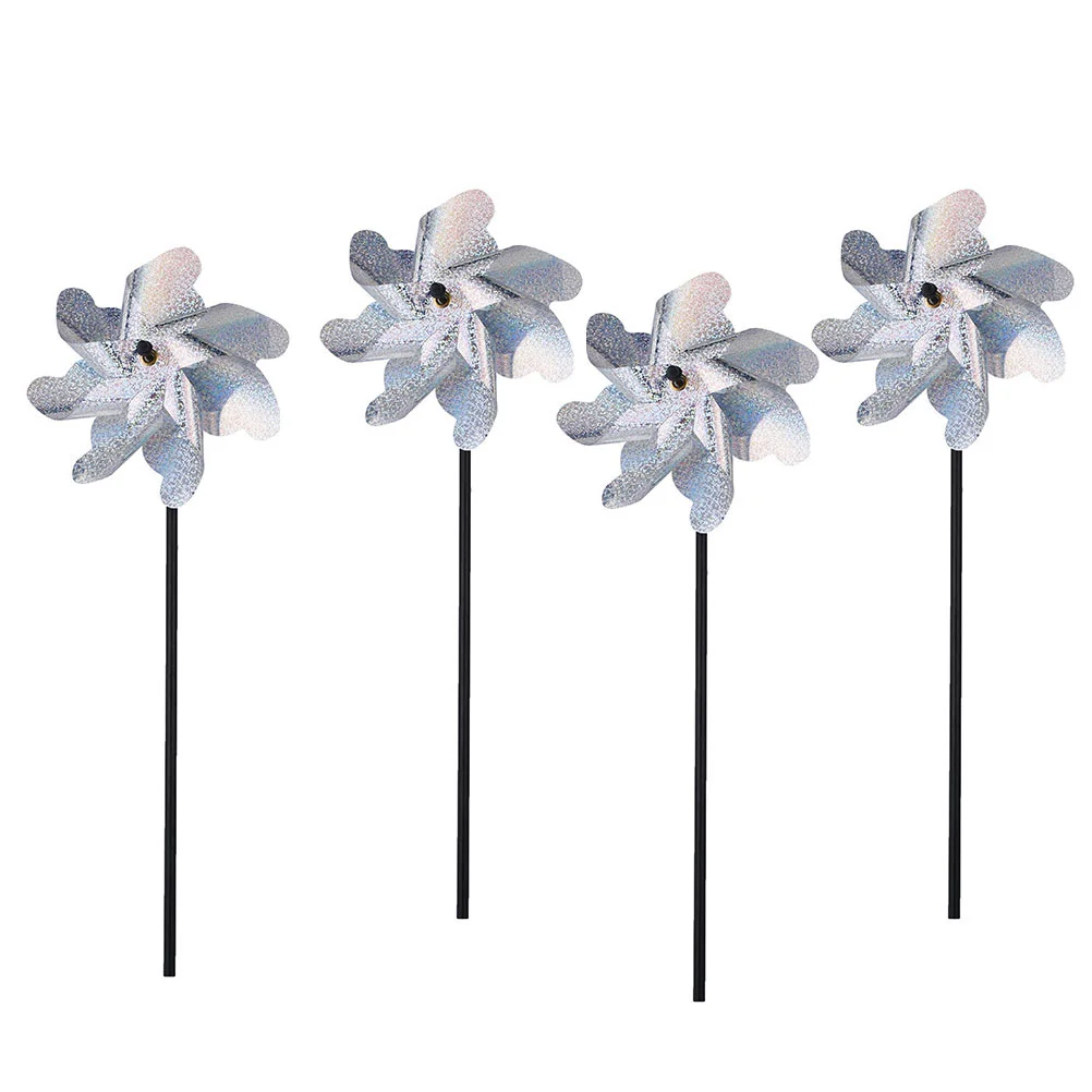 

4pcs Windmills for The Yard Garden Sparkly Pin Wheel Decoration Garden Wind Sculpture Control Deterrent