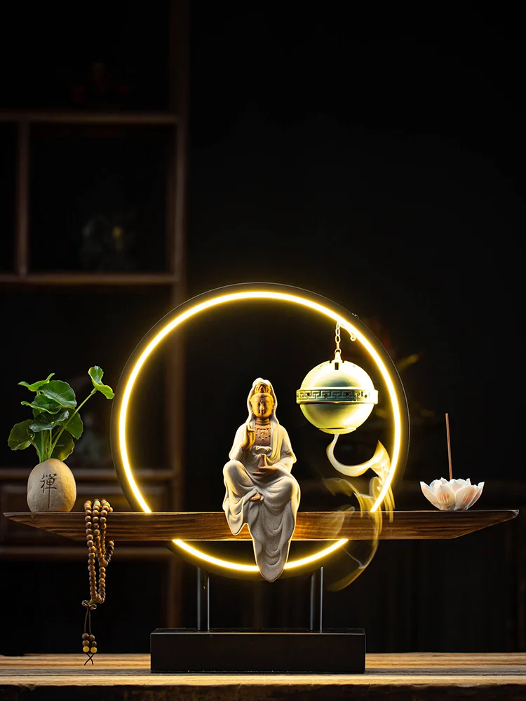

New Chinese Zen Guanyin Bodhisattva/Buddha Statue Creative Lighting Hallway Living Room Home Decoration