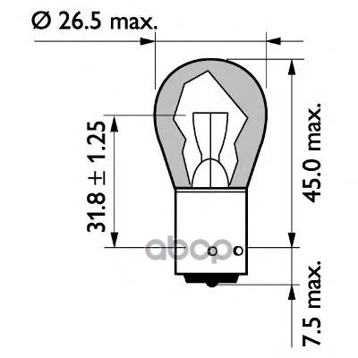 Инкасцентная лампа 13496MLCP (21W) 24V BAU15S HD оранжевого цвета для указателя поворота Philips с отражателями.