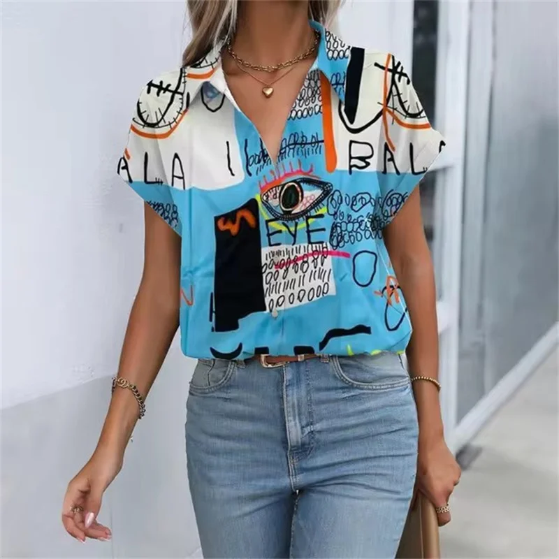 Рубашка женская с забавным 3D принтом Повседневная модная блузка в гавайском