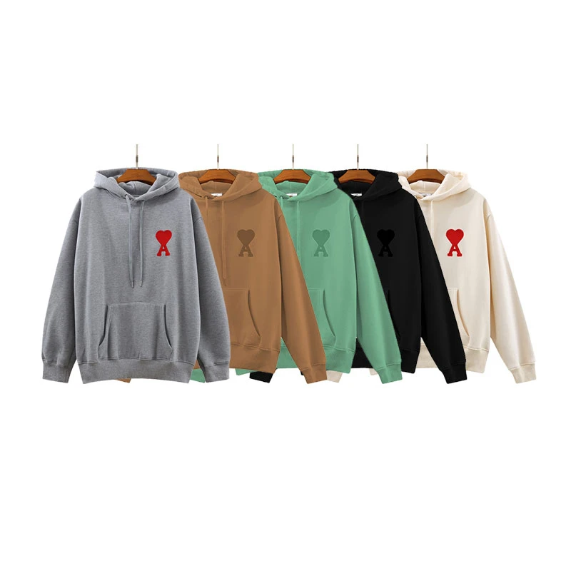 

2022 стильные высококачественные повседневные толстовки AMI, хлопковые толстовки с вышивкой для мужчин и женщин, Осенние/Зимние толстовки