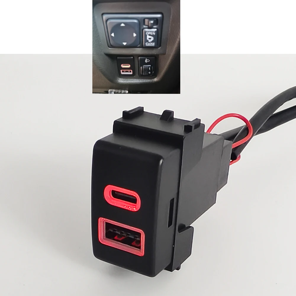 

Для Nissan X-TRAIL T31 08-12 модифицированное двойное зарядное устройство QC3.0 TYPE-C PD автомобильное зарядное устройство адаптер аксессуары