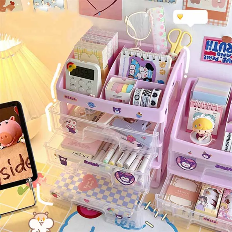 Кавайная серия фиолетовых цветов вместительный органайзер для хранения