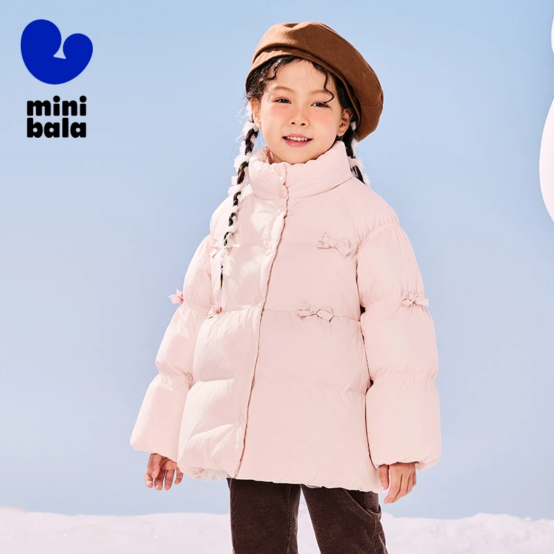 Пуховая верхняя одежда Mini Bala для мальчиков и девочек 2024 новые зимние стили с