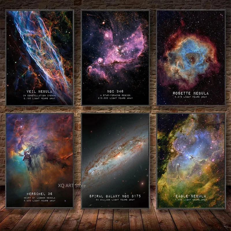

Modern Universe Space Poster Veil Rosette Nebula Black Hole Galaxy Canvas Painting Wall Art Picture Bedroom Home Decor Frameless