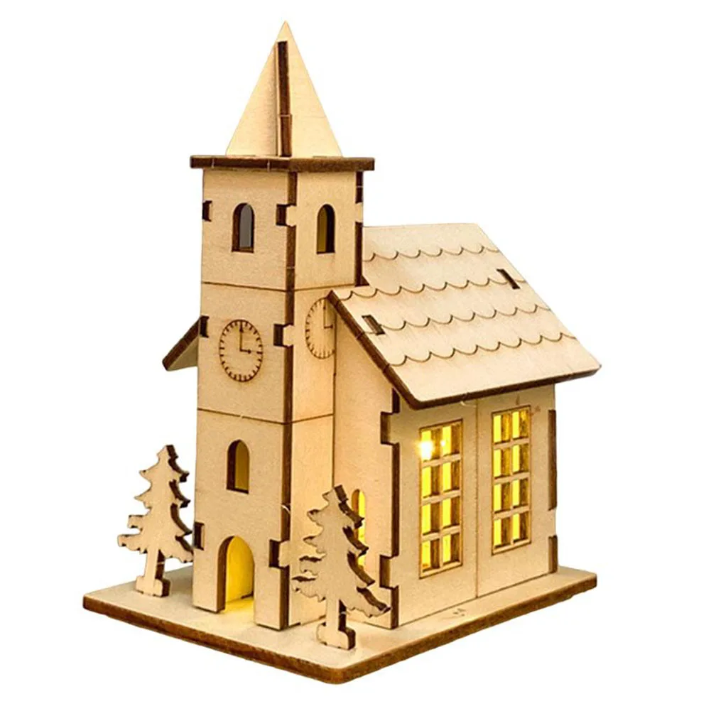 Светодиодный светильник мини-деревянный дом модель светящегося на Рождество
