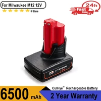 12v 6500mah li ion rechargeable battery for milwaukee m12 c12 xc 48 11 2440 48 11 2402 48 11 2411 48 11 2401 48 11 2460