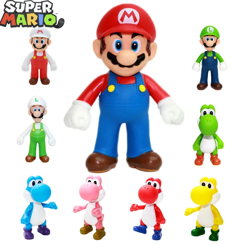 

12cm Super Marios Action Figure Luigi Yoshi Donkey Kong Anime Peripherals Model Toys Ornaments Cartoon Dolls Children Gifts