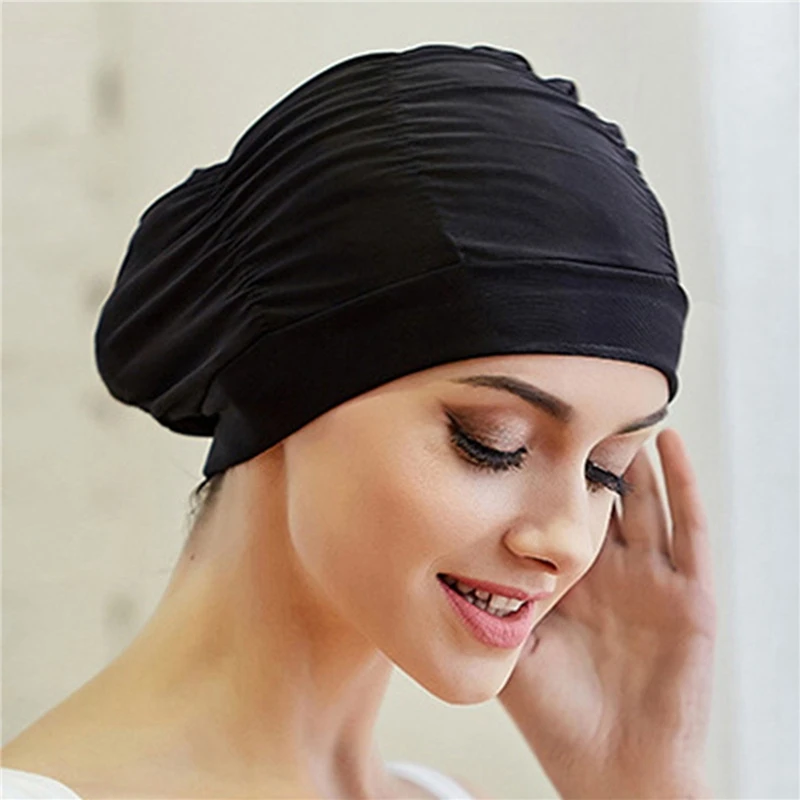 

Pleated Fabric Polyester 12.80-27.6inch High Quality Comfortable Applicable to Four Seasons 1 Pcs Women Swimming Cap