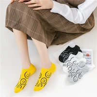 2pairs summer thin no show socks womans cartoon smiley boat sock cotton simple breathable casual invisible low cut socks unisex
