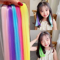 new kids synthetic clip hair extension 7color womens wig hairpin straight hairpiece hairband hair accessories head wrap tiara