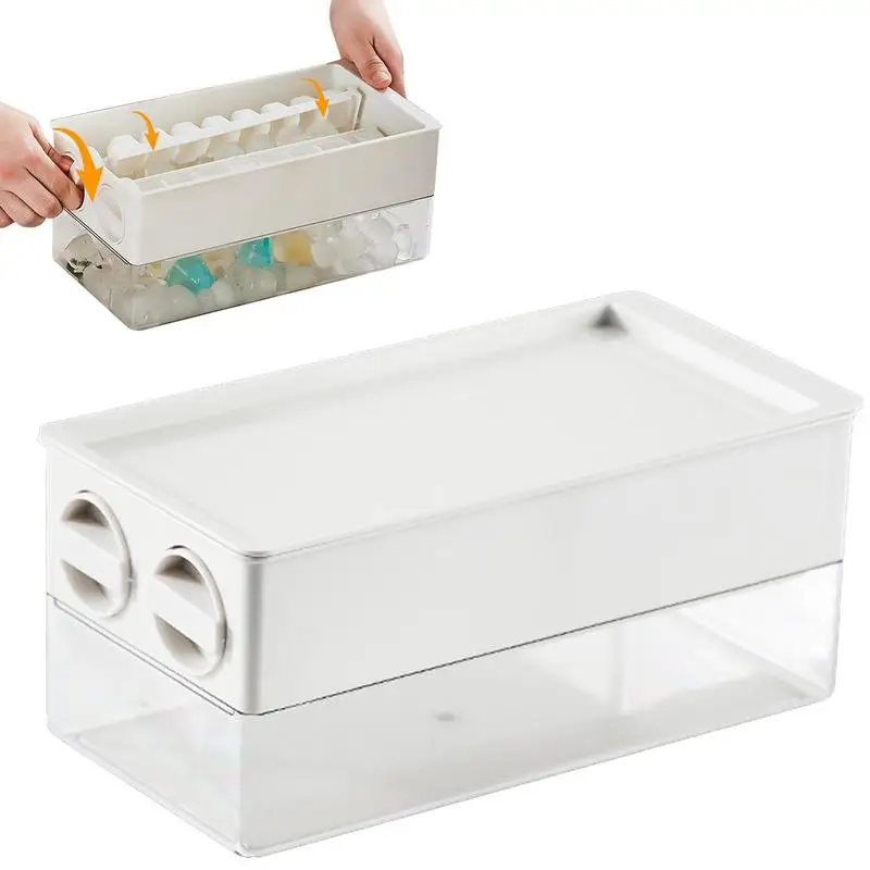 

Поднос для льда с крышкой и корзиной, вращающиеся лотки для льда для морозильной камеры с корзиной, льдогенератор, лотки для льда для морозильной камеры для виски, коктейлей