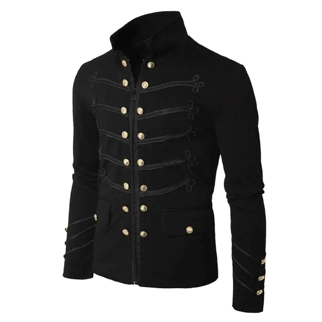 

Men's Coat Jacket Halloween Gothic Embroider Button Coat Uniform Costume Praty Outwear Coat Causal Fashion Mens Tops Blouse