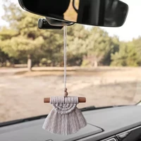 mini hand woven pendant macrame wall hanging art woven tapestry bohemian crafts decoration tapestry for car bedroom
