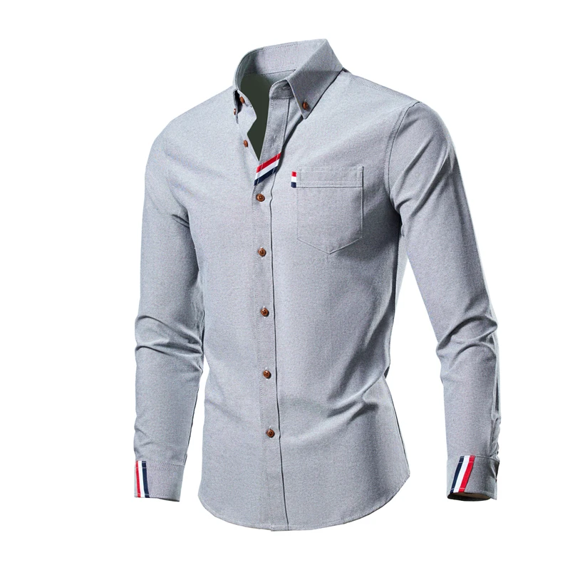 Korean Men's Autumn Luxury Clothing Fashion Cotton Soft Mens Thin Shirts Slim Fit Long Sleeve Shirt Male Lapels Wedding Dress
