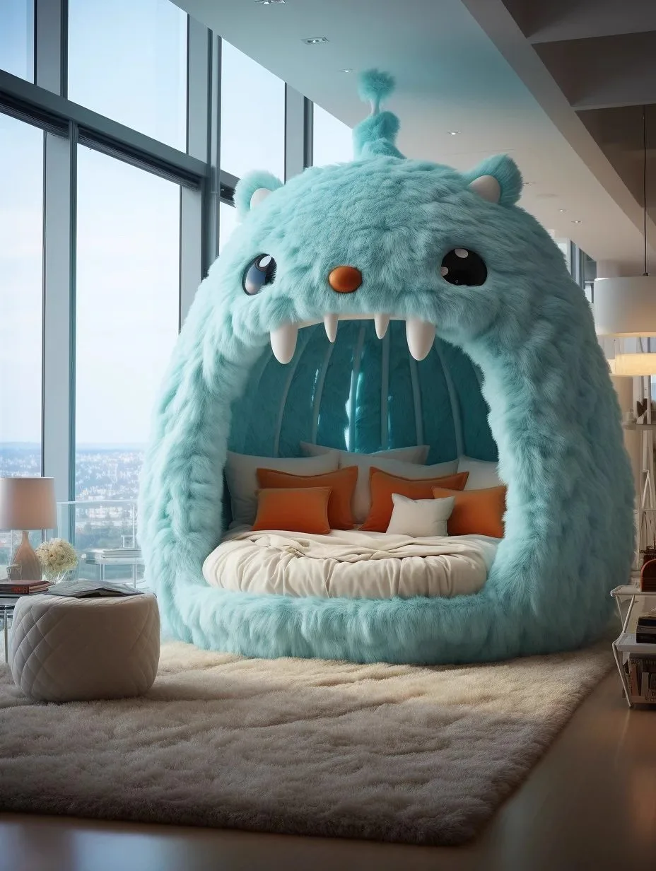 Круглая многофункциональная детская тканевая кукольная кровать monster