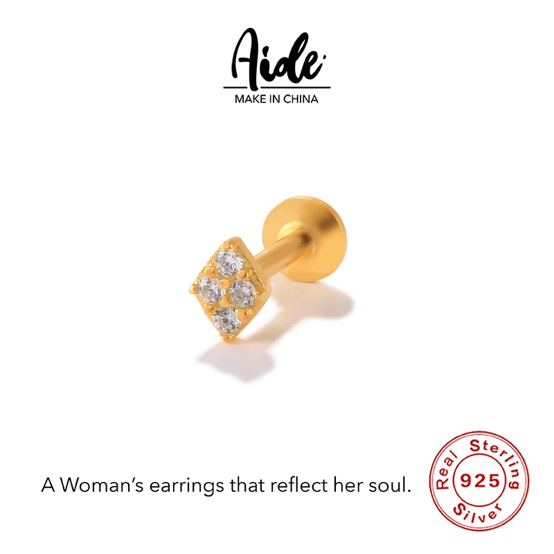 

Aide S925 Sterling Silver Diamond Shiny Dazzling Stud Earrings 18K Real Gold Stud Earrings Emphasize Motherly Gift Earring 2022