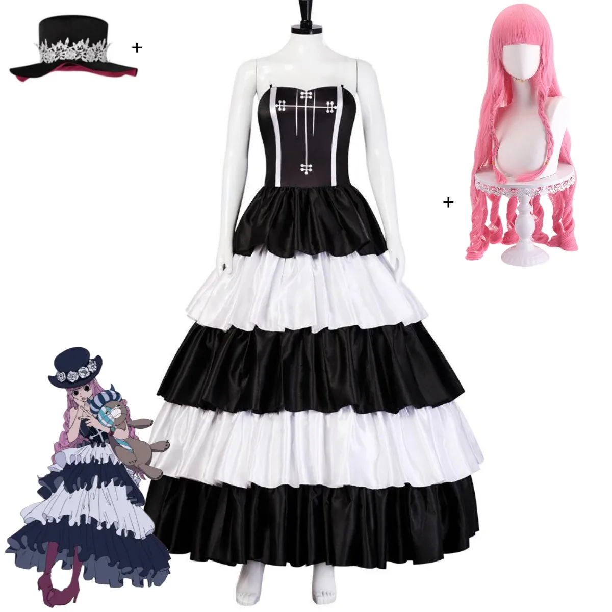 Костюм для косплея аниме Perona триллер барока шичибукай Черное вечернее платье