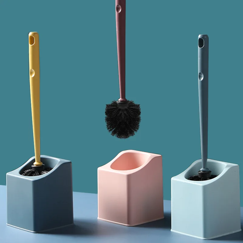 

1 Set Toilet Brush TPR Silicone Head Toilet Brush with Holder Water Leak Proof With Base Handle Bathroom Cleaner WC Accessories