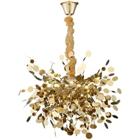 nordic creative luxury chandelier branch hotel bar golden stainless steel living room window home decoration hanging lamp