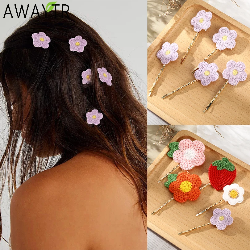 

Женская заколка для волос AWAYTR, с клубничным цветком, 7 см