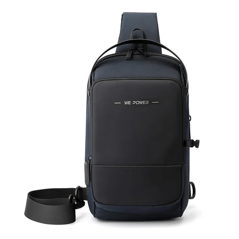 Мужской рюкзак-слинг через плечо, нагрудная сумка с USB-портом для зарядки, дорожный Модный водонепроницаемый нейлоновый мужской мессенджер с боковой стороны